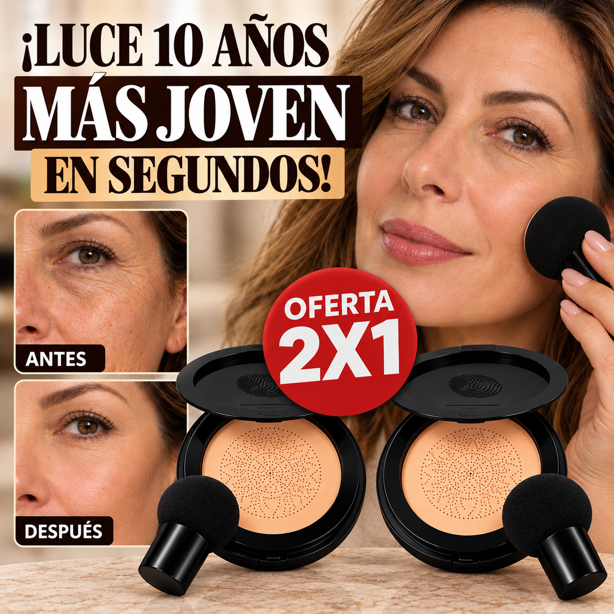 Base de Colágeno Hidratante™ - Cobertura Perfecta. Hidratación Profunda. Piel Radiante Todo el Día. PAGA 1 LLEVA 2