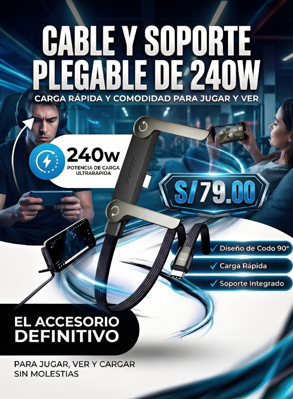 Cable 2 en 1 Pro - Carga Ultrarrápida con Soporte Inteligente