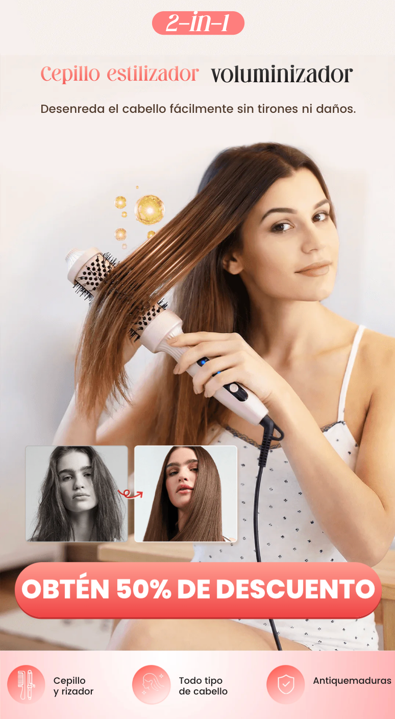 ✨ Cepillo Térmico Iónico Alisado y Volumen Profesional