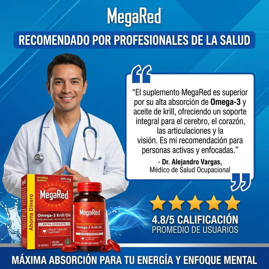 MegaRed Omega 3 – Impulsa tu testosterona y energía natural con Aceite de Krill de alta pureza