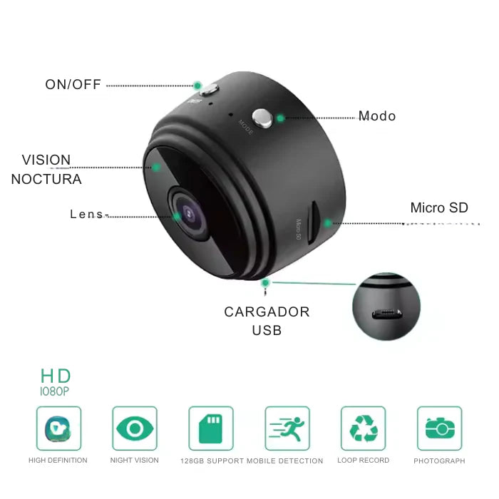 Microcamara Espia WiFi 5G HD (batería interna)