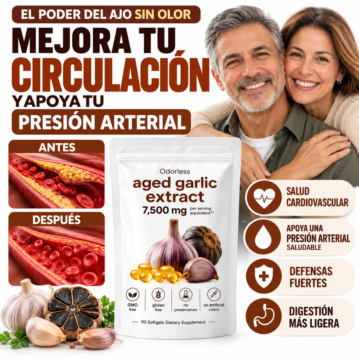 Extracto de Ajo Añejado Sin Olor | Circulación y Salud Cardiovascular