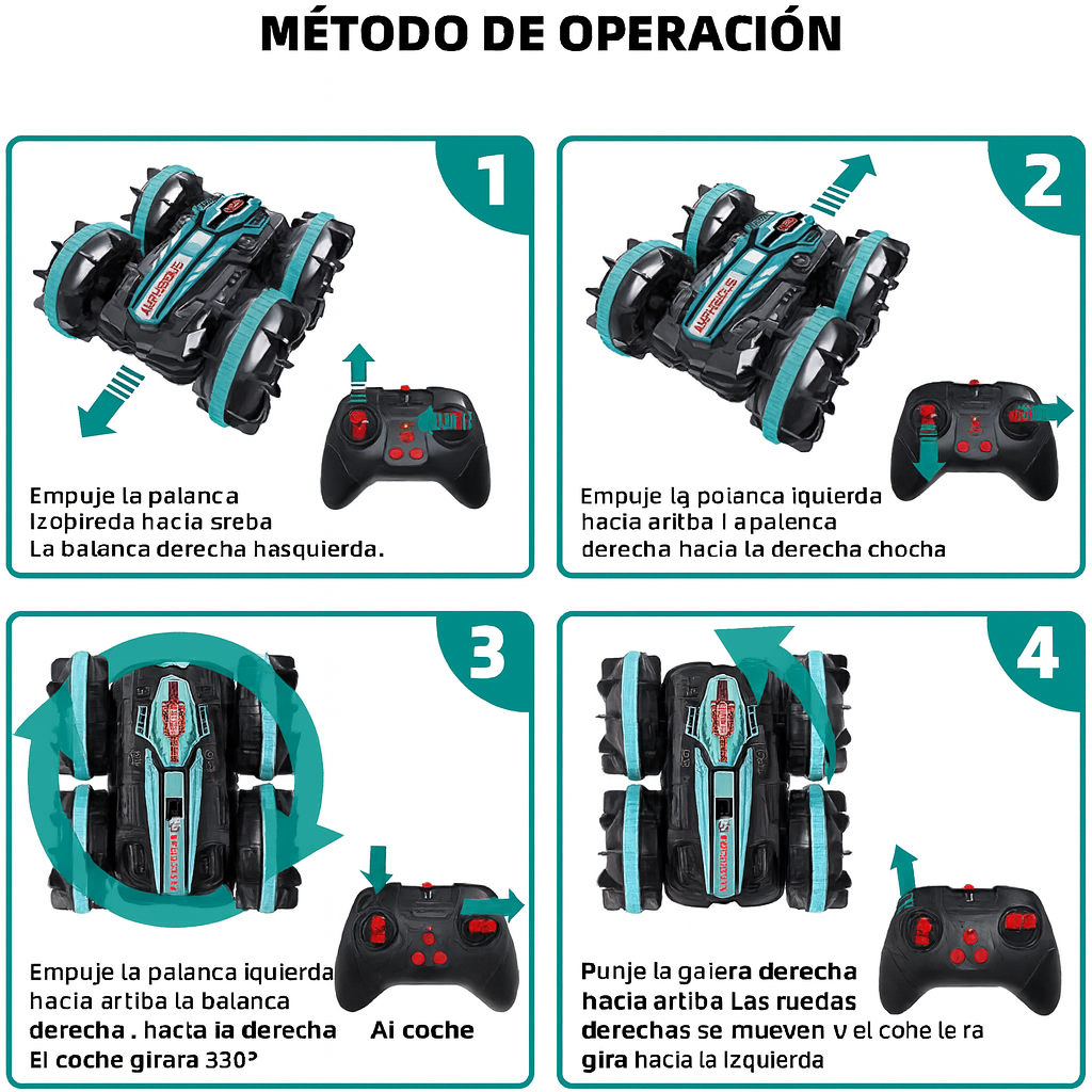 Auto RC Anfibio 360° – Resistente a Agua, Lodo y Tierra