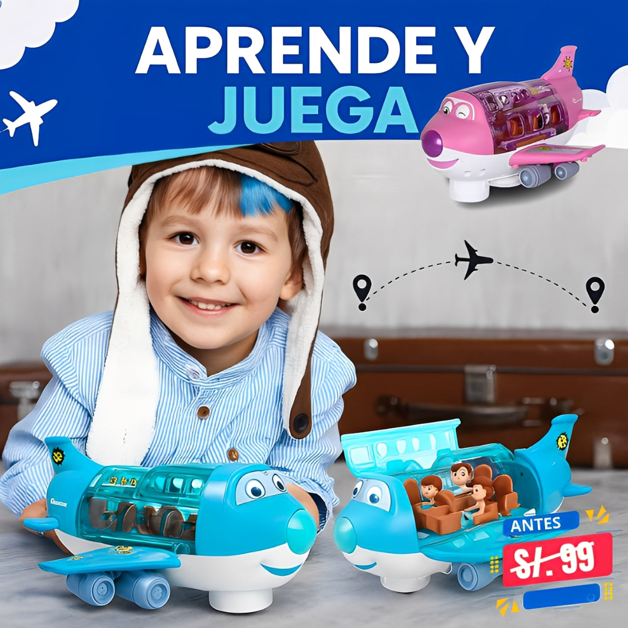 Avión eléctrico giratorio de 360° 🔥solo por hoy S/. 76