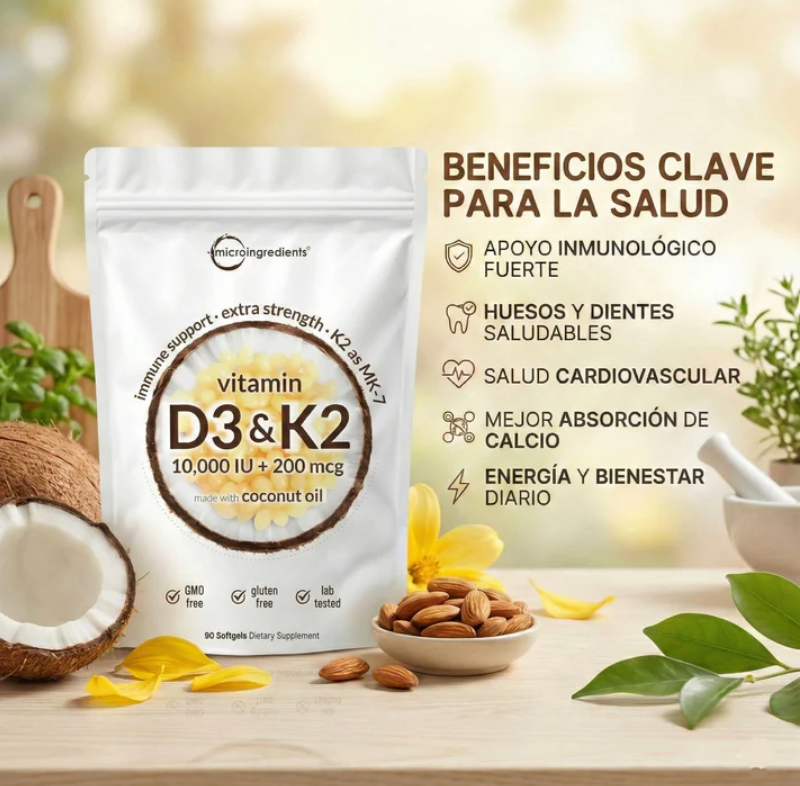 Microingredients® Vitamina D3+K2 (90 Und) | Frena el Dolor y Regenera tus Huesos