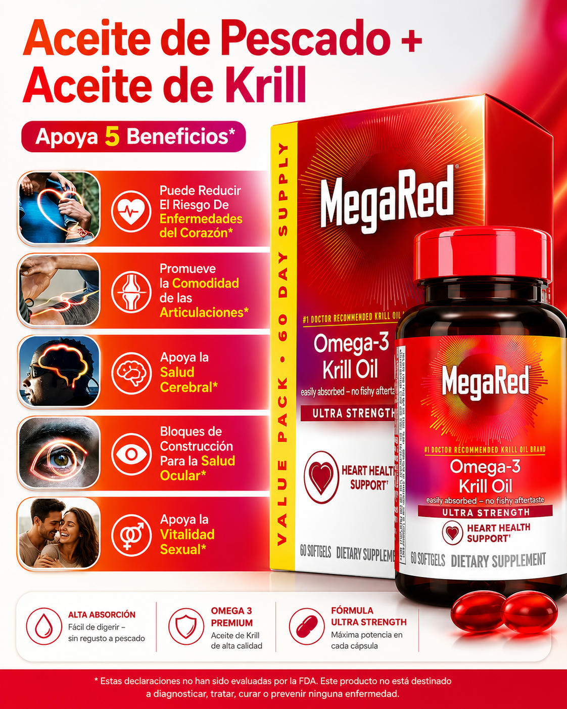 MegaRed Omega 3 – Impulsa tu testosterona y energía natural con Aceite de Krill de alta pureza