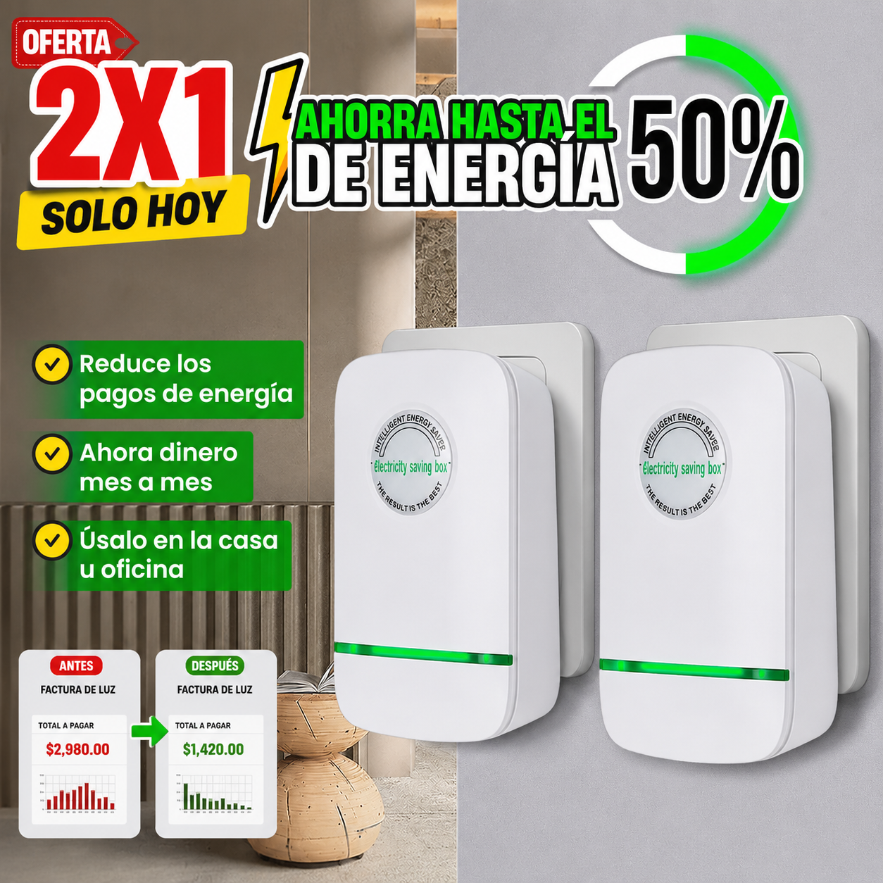 Reduce tu factura de luz con Caja de ahorro de energía para el hogar