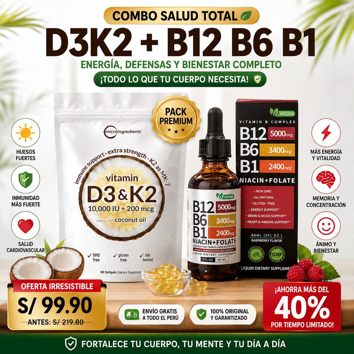 🚨 ¡OFERTA ESPECIAL! COMBO D3 + K2 + COMPLEJO B12 + B6 + B1