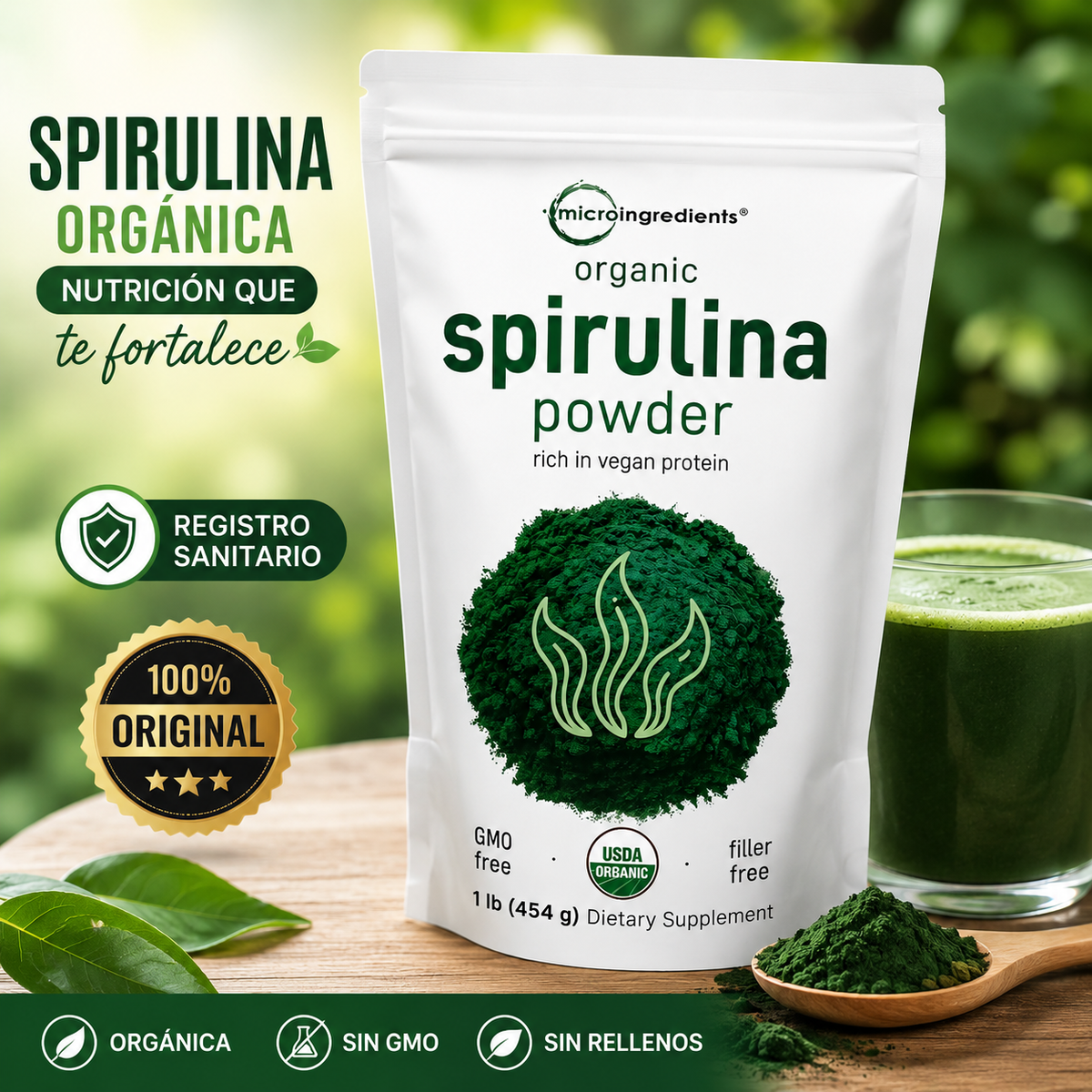 Spirulina Orgánica en polvo