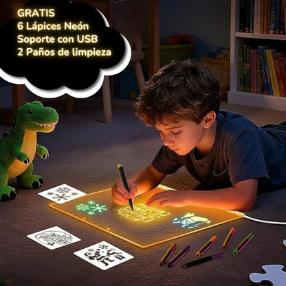 combo 1 Pizarra de Dibujo Led Magic™ + Lápiz 3D Mágico