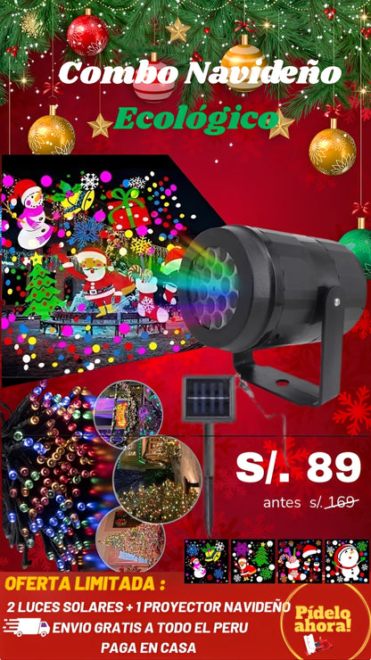 Combo Navidad: proyector + Luz solar 10M.