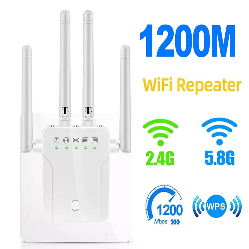 WiFi Extender Pro 5G 6 Antenas - Cobertura 360° y Velocidad de 1200 Mbps