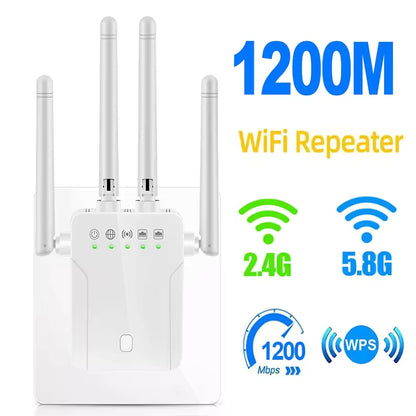 WiFi Extender Pro 5G 6 Antenas - Cobertura 360° y Velocidad de 1200 Mbps