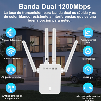 WiFi Extender Pro 5G 6 Antenas - Cobertura 360° y Velocidad de 1200 Mbps