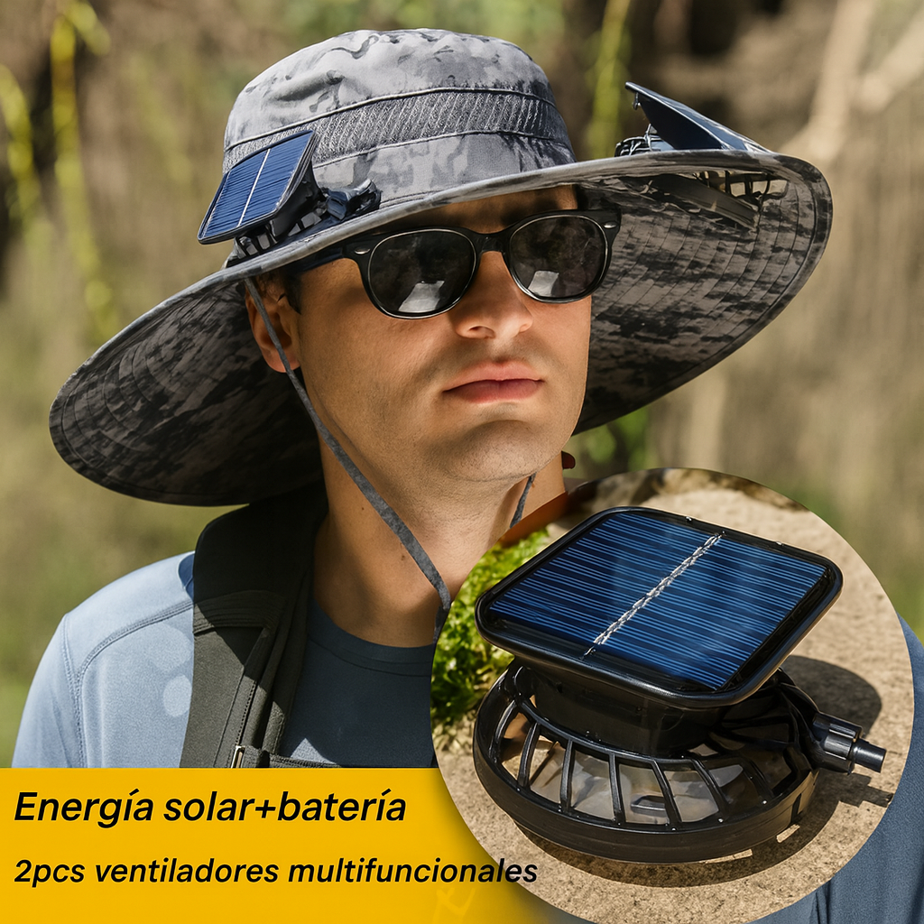 Gorro Ventilador con Energía Solar - Batería de hasta 6-9 Horas