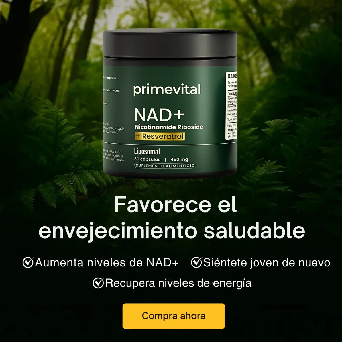 Suplemento  Antivejez NAD+ RESVERATROL