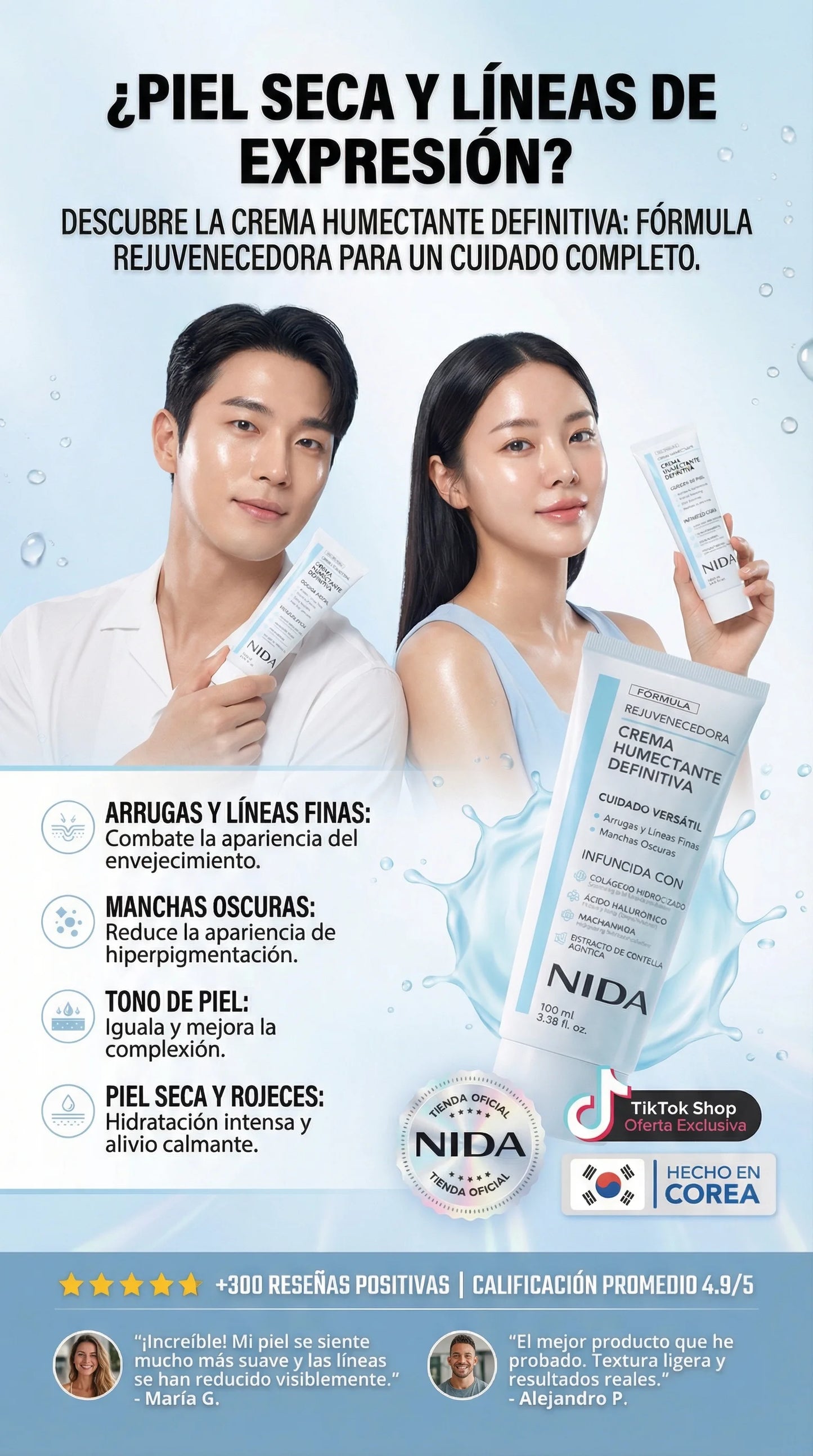 OFERTA 2X1 - NIDA Formula Crema Facial con Colágeno, Niacinamida y Centella Asiática